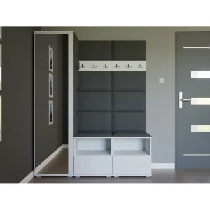 Halcombinatie Nela II met spiegel – 150 cm – Mat Wit – Trinity 15 – Donkergrijs Halcombinatie Nela II met spiegel – 150 cm – Mat Wit – Trinity 15 – Donkergrijs