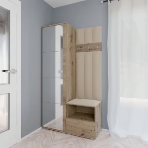 Halcombinatie Nela I LUX met spiegel – 100 cm – Artisan Eiken – Trinity 04 – Beige