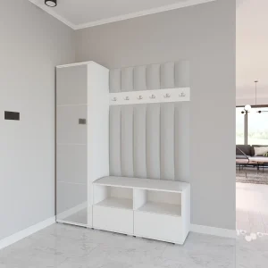 Halcombinatie Nela II LUX met spiegel – 150 cm – Mat Wit – Trinity 32 – Lichtgrijs Halcombinatie Nela II LUX met spiegel – 150 cm – Mat Wit – Trinity 32 – Lichtgrijs