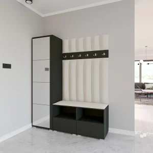 Halcombinatie Nela II LUX met spiegel – 150 cm – Grafiet – Trinity 01 – Crème Halcombinatie Nela II LUX met spiegel – 150 cm – Grafiet – Trinity 01 – Crème