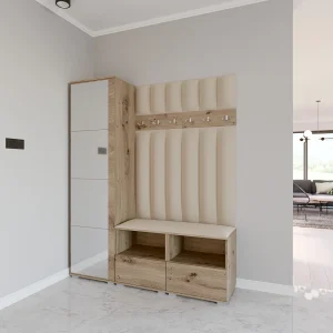 Halcombinatie Nela II LUX met spiegel – 150 cm – Artisan Eiken – Trinity 04 – Beige Halcombinatie Nela II LUX met spiegel – 150 cm – Artisan Eiken – Trinity 04 – Beige