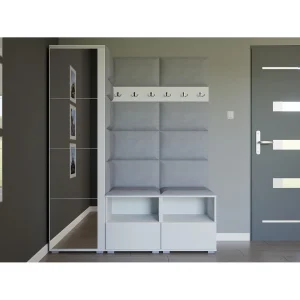 Halcombinatie Nela II met spiegel – 150 cm – Mat Wit – Trinity 32 – Lichtgrijs Halcombinatie Nela II met spiegel – 150 cm – Mat Wit – Trinity 32 – Lichtgrijs