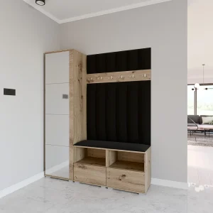 Halcombinatie Nela II LUX met spiegel – 150 cm – Artisan Eiken – Trinity 16 – Zwart Halcombinatie Nela II LUX met spiegel – 150 cm – Artisan Eiken – Trinity 16 – Zwart