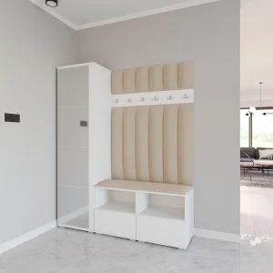 Halcombinatie Nela II LUX met spiegel – 150 cm – Mat Wit – Trinity 04 – Beige Halcombinatie Nela II LUX met spiegel – 150 cm – Mat Wit – Trinity 04 – Beige