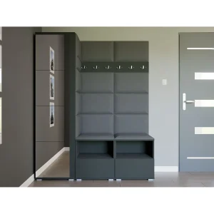 Halcombinatie Nela II met spiegel – 150 cm – Grafiet – Trinity 15 – Donkergrijs Halcombinatie Nela II met spiegel – 150 cm – Grafiet – Trinity 15 – Donkergrijs