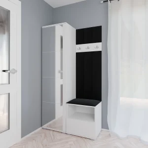 Halcombinatie Nela I LUX met spiegel – 100 cm – Mat Wit – Trinity 16 – Zwart Halcombinatie Nela I LUX met spiegel – 100 cm – Mat Wit – Trinity 16 – Zwart