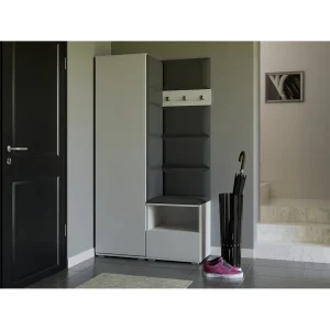 Halcombinatie Nela I – 100 cm – Mat Wit – Trinity 15 – Donkergrijs Halcombinatie Nela I – 100 cm – Mat Wit – Trinity 15 – Donkergrijs