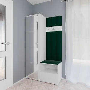 Halcombinatie Nela I LUX met spiegel – 100 cm – Mat Wit – Trinity 28 – Flessengroen Halcombinatie Nela I LUX met spiegel – 100 cm – Mat Wit – Trinity 28 – Flessengroen