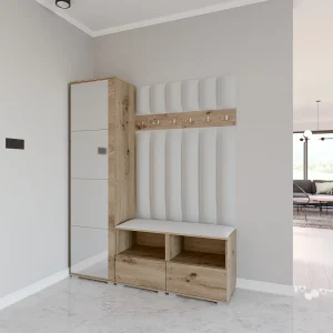 Halcombinatie Nela II LUX met spiegel – 150 cm – Artisan Eiken – Trinity 32 – Lichtgrijs Halcombinatie Nela II LUX met spiegel – 150 cm – Artisan Eiken – Trinity 32 – Lichtgrijs