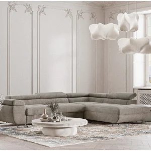 Hoekbank 4-zits met hoek rechts – van chenille stof – bruin – CONCORD Hoekbank 4-zits met hoek rechts – van chenille stof – bruin – CONCORD