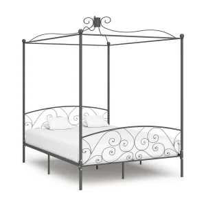 Hemelbedframe metaal grijs 160×200 cm