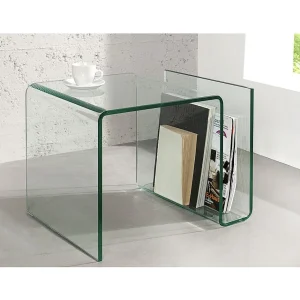 Glazen salontafel HOLOW van gehard glas – Asymmetrisch ontwerp doorzichtige salontafel
