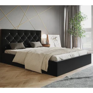 Gestoffeerd bed 140×200 Molly met opbergruimte – metalen lattenbodem, fluwelen Zwart (Amor Velvet 4322) Gestoffeerd bed 140×200 Molly met opbergruimte – metalen lattenbodem, fluwelen Zwart (Amor Velvet 4322)
