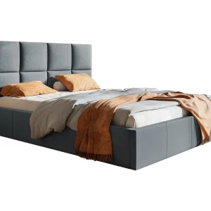 Gestoffeerd bed 160 x 200 Fado – tweepersoonsbed met opbergruimte, metalen lattenbodem – fluweel Donkergrijs (Jasmine 96)