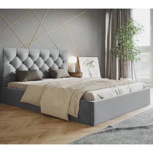 Gestoffeerd bed 140×200 Molly met opbergruimte – metalen lattenbodem, fluwelen Grijs (Amor Velvet 4318) Gestoffeerd bed 140×200 Molly met opbergruimte – metalen lattenbodem, fluwelen Grijs (Amor Velvet 4318)