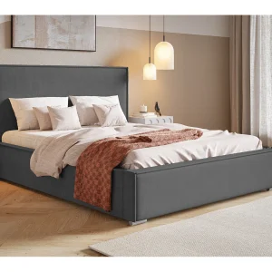 Gestoffeerd bed 140×200 met opbergruimte Sydney – metalen lattenbodem, fluwelen Donkergrijs (Amor Velvet 4321) Gestoffeerd bed 140×200 met opbergruimte Sydney – metalen lattenbodem, fluwelen Donkergrijs (Amor Velvet 4321)
