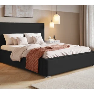 Gestoffeerd bed 160×200 met opbergruimte Sydney – metalen lattenbodem, fluwelen Zwart (Amor Velvet 4322)