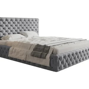 Gestoffeerd bed 140×200 Furis met metalen lattenbodem – Tweepersoonsbed 140×200 cm – fluwelen Lichtgrijs (Jasmine 90) Gestoffeerd bed 140×200 Furis met metalen lattenbodem – Tweepersoonsbed 140×200 cm – fluwelen Lichtgrijs (Jasmine 90)