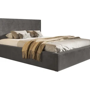 Gestoffeerd bed 140×200 Kyoto – tweepersoonsbed met opbergruimte – metalen lattenbodem, fluwelen Donkergrijs (Amor Velvet 4321) Gestoffeerd bed 140×200 Kyoto – tweepersoonsbed met opbergruimte – metalen lattenbodem, fluwelen Donkergrijs (Amor Velvet 4321)