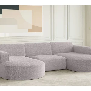 Hoekbank design, bank U-vorm MODENA stof Loop Pink