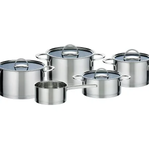 GSW Elegance kookset 9-delig van roestvrij staal – Alle warmtebronnen, inductie, met deksels GSW Elegance kookset 9-delig van roestvrij staal – Alle warmtebronnen, inductie, met deksels