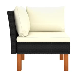 Hoekbank poly rattan en massief eucalyptushout