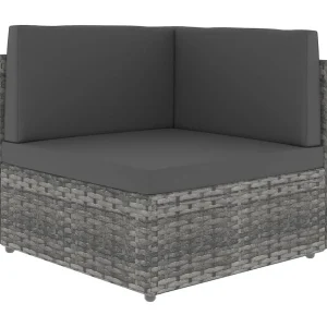 Hoekbank sectioneel poly rattan grijs