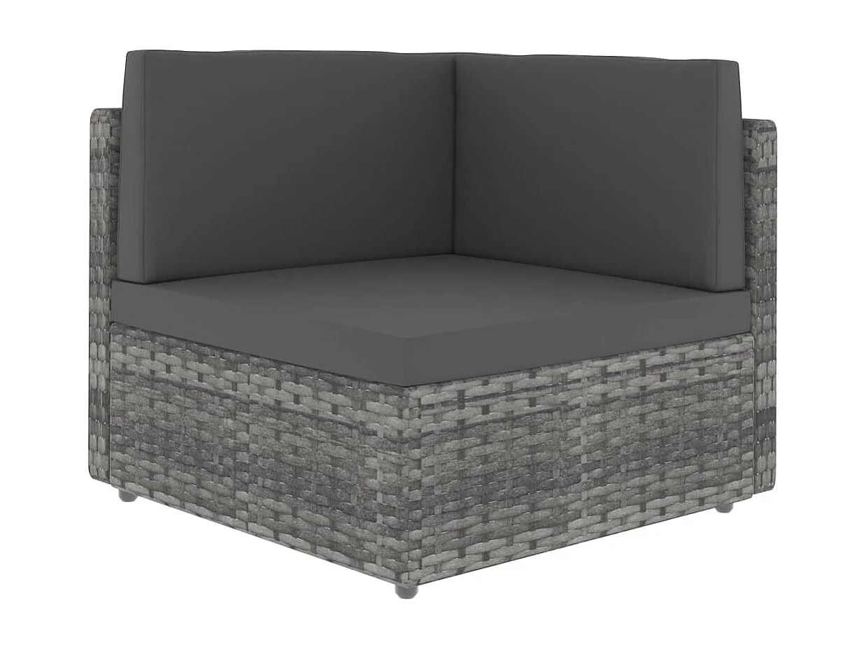 Hoekbank sectioneel poly rattan grijs