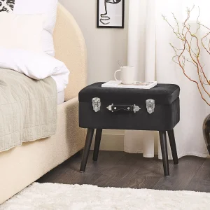 Hocker fluweel zwart MALLARD Hocker fluweel zwart MALLARD