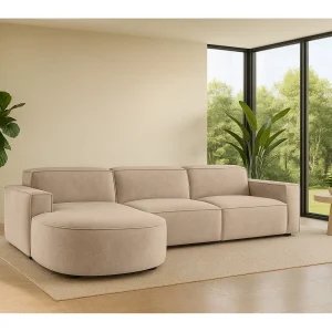 Hoekbank L-vorm Round Cursal, stof Salvador, beige, links