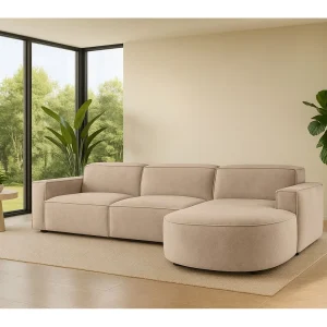 Hoekbank L-vorm Round Cursal, stof Salvador, beige, rechts