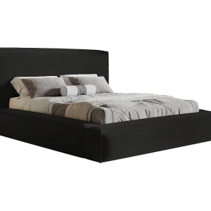Gestoffeerd bed 160×200 Karano – fluweel, bed met opbergruimte, lattenbodem, Zwart (Amor Velvet 4322)
