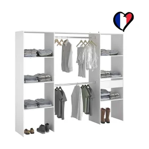 Grote Witte Kledingkast 6 Planken 1 Lade 2 Kledingstangen 220x40x180 ELYSEE Grote Witte Kledingkast 6 Planken 1 Lade 2 Kledingstangen 220x40x180 ELYSEE