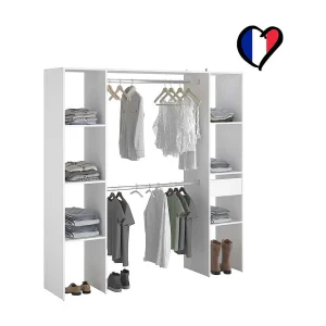 Grote Kledingkast Grand Dressing Blanc 180x40x180 met Planken, Kledingstangen en Lade – ELYSEE Grote Kledingkast Grand Dressing Blanc 180x40x180 met Planken, Kledingstangen en Lade – ELYSEE