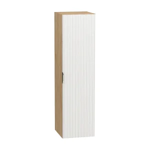 Hangende badkamerkolom WENA, gecanneleerde fronten, Willy, 120x33x33 cm, Wit/Walnoot