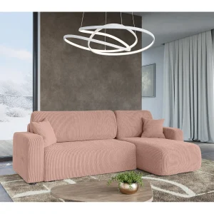 Hoekbank slaapbank Piano L met slaapfunctie, universele opbergruimte, in poeder roze ribfluweel – van de fabrikant VINOTTI Hoekbank slaapbank Piano L met slaapfunctie, universele opbergruimte, in poeder roze ribfluweel – van de fabrikant VINOTTI