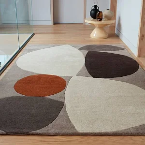 Handgeweven mid-century stijl tapijt van 100% wol – 200x290cm – grijs, crème, oranje – Reef Mid Century Handgeweven mid-century stijl tapijt van 100% wol – 200x290cm – grijs, crème, oranje – Reef Mid Century