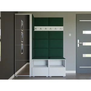 Halcombinatie Nela II met spiegel – 150 cm – Mat Wit – Trinity 28 – Flessengroen Halcombinatie Nela II met spiegel – 150 cm – Mat Wit – Trinity 28 – Flessengroen