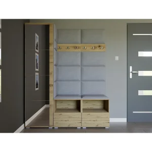 Halcombinatie Nela II met spiegel – 150 cm – Artisan Eiken – Trinity 32 – Lichtgrijs Halcombinatie Nela II met spiegel – 150 cm – Artisan Eiken – Trinity 32 – Lichtgrijs