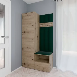 Halcombinatie Nela I LUX – 100 cm – Artisan Eiken – Trinity 28 – Flessengroen