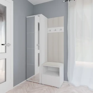 Halcombinatie Nela I LUX met spiegel – 100 cm – Mat Wit – Trinity 01 – Crème Halcombinatie Nela I LUX met spiegel – 100 cm – Mat Wit – Trinity 01 – Crème