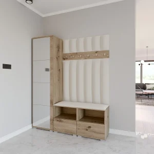 Halcombinatie Nela II LUX met spiegel – 150 cm – Artisan Eiken – Trinity 01 – Crème Halcombinatie Nela II LUX met spiegel – 150 cm – Artisan Eiken – Trinity 01 – Crème
