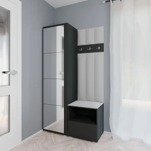 Halcombinatie Nela I LUX met spiegel – 100 cm – Grafiet – Trinity 32 – Lichtgrijs Halcombinatie Nela I LUX met spiegel – 100 cm – Grafiet – Trinity 32 – Lichtgrijs
