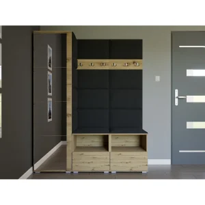 Halcombinatie Nela II met spiegel – 150 cm – Artisan Eiken – Trinity 16 – Zwart Halcombinatie Nela II met spiegel – 150 cm – Artisan Eiken – Trinity 16 – Zwart