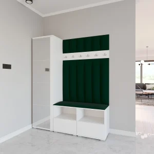 Halcombinatie Nela II LUX met spiegel – 150 cm – Mat Wit – Trinity 28 – Flessengroen Halcombinatie Nela II LUX met spiegel – 150 cm – Mat Wit – Trinity 28 – Flessengroen