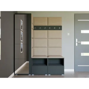 Halcombinatie Nela II met spiegel – 150 cm – Grafiet – Trinity 04 – Beige Halcombinatie Nela II met spiegel – 150 cm – Grafiet – Trinity 04 – Beige