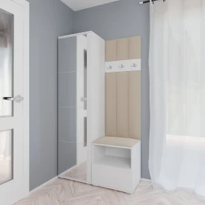 Halcombinatie Nela I LUX met spiegel – 100 cm – Mat Wit – Trinity 04 – Beige Halcombinatie Nela I LUX met spiegel – 100 cm – Mat Wit – Trinity 04 – Beige
