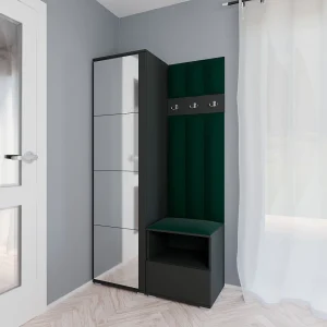 Halcombinatie Nela I LUX met spiegel – 100 cm – Grafiet – Trinity 28 – Flessengroen Halcombinatie Nela I LUX met spiegel – 100 cm – Grafiet – Trinity 28 – Flessengroen
