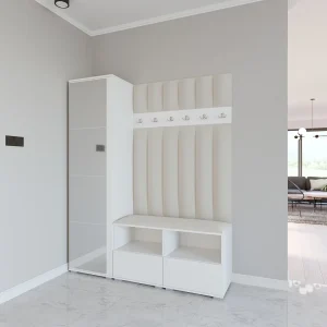 Halcombinatie Nela II LUX met spiegel – 150 cm – Mat Wit – Trinity 01 – Crème Halcombinatie Nela II LUX met spiegel – 150 cm – Mat Wit – Trinity 01 – Crème