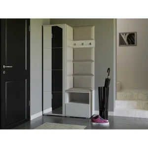 Halcombinatie Nela I met spiegel – 100 cm – Mat Wit – Trinity 01 – Crème